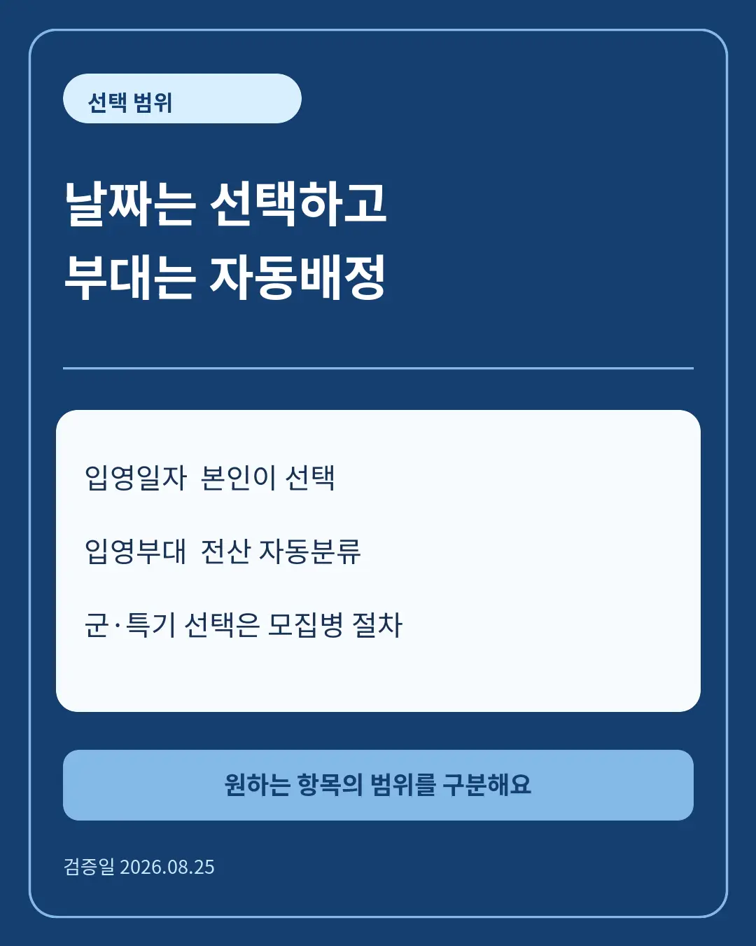 현역병 입영일자와 입영부대 결정 방식