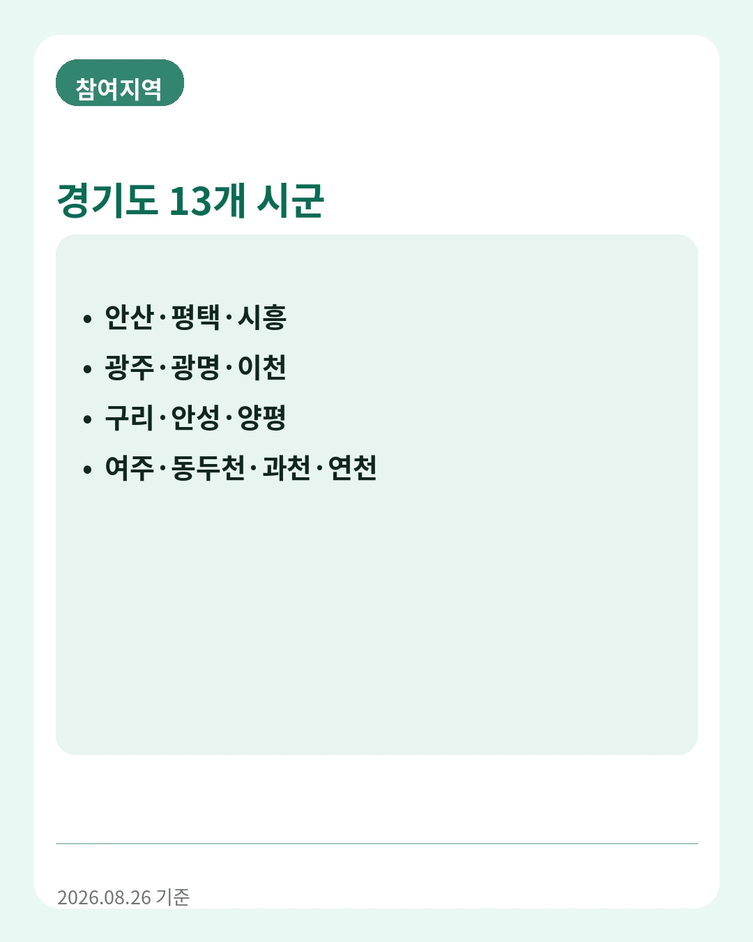 경기도 전 지역이 아니라 13개 시군만 참여해요