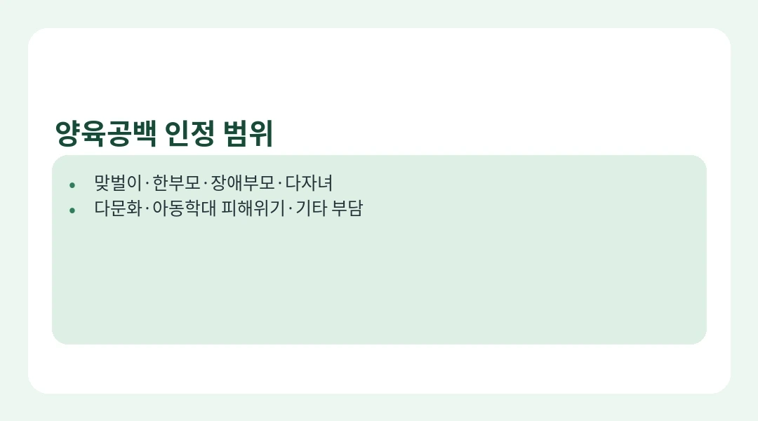 아이돌봄서비스 양육공백 인정 유형 카드