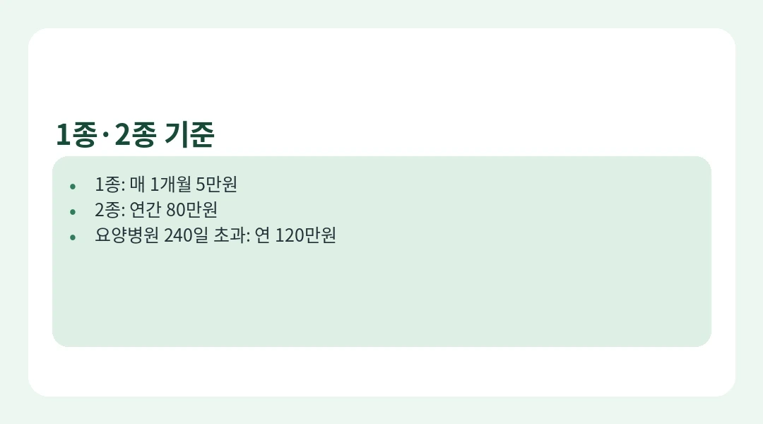 의료급여 1종 2종 상한기준 비교 카드