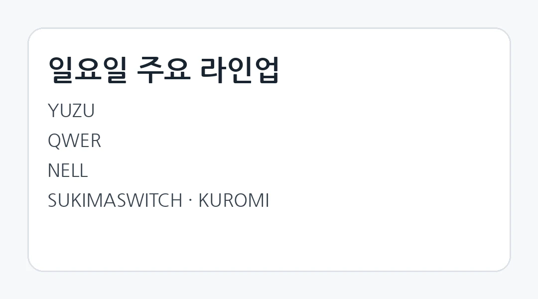 일요일 라인업